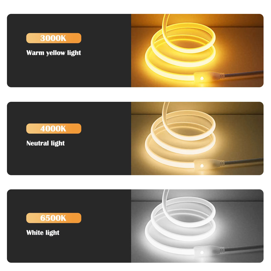 HEGEHE COB LED Streifen mit EIN/AUS-Schalter, weiß, IP65 wasserdicht, flexibles LED-Neonlicht für deine Heimdekoration - Bild 3