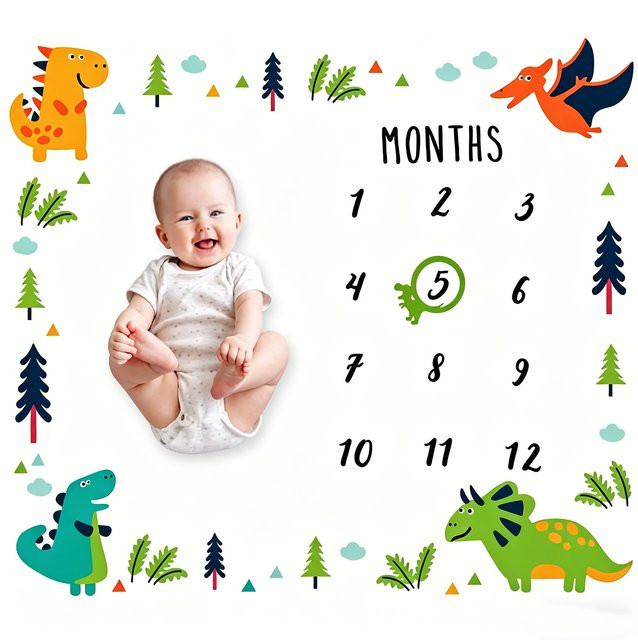 Ylsteed Neugeborenen-Meilenstein-Decke für Babyfotos mit Disk-Karte, Mehrfarbig - Bild 1