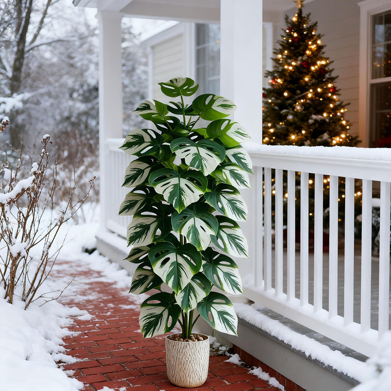 Künstliche Monstera Pflanze von TUYUE in Grün, 120 cm Höhe, mit 24 Blättern aus Kunststoff - Bild 8