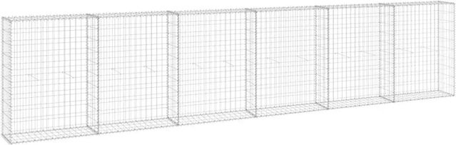 vidaXL Gabionenwand mit Abdeckung aus verzinktem Stahl in Silber, B/T/H: 300 x 30 x 100 cm - Bild 1