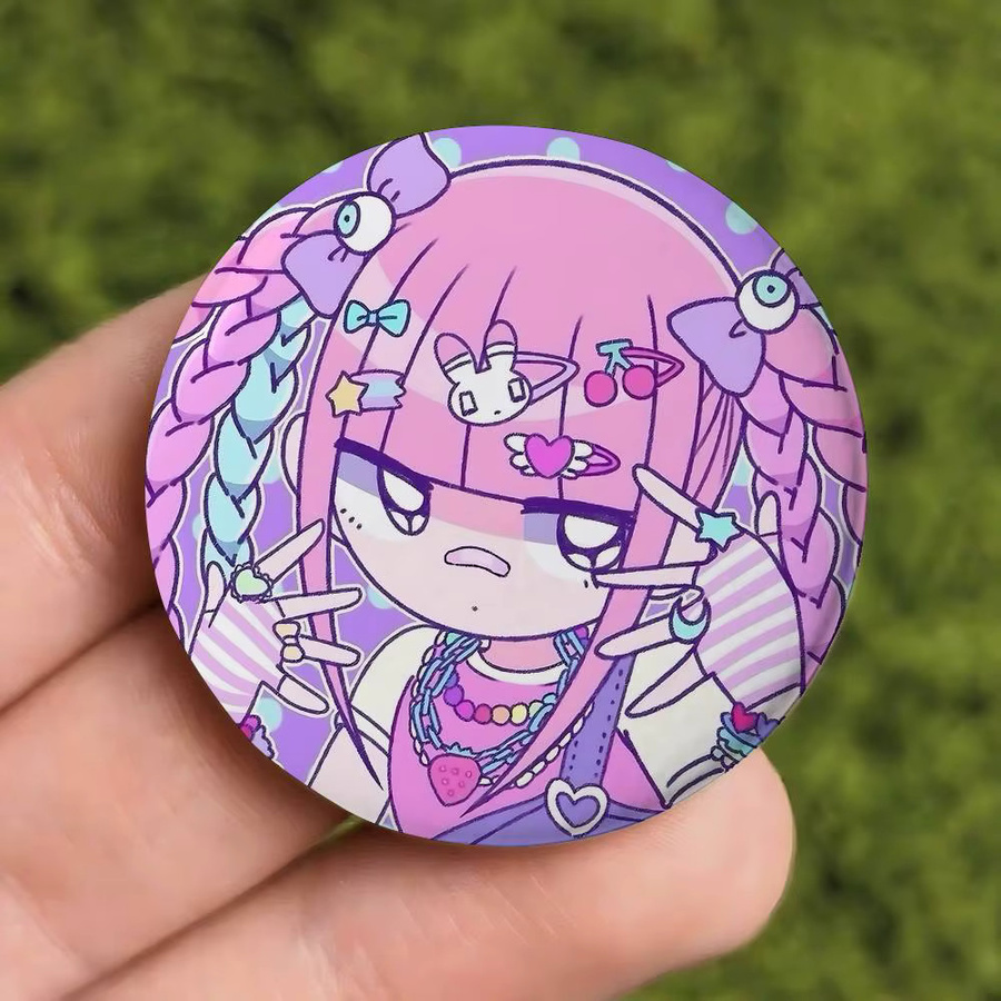 Brosche Metall, Cartoon Menhera Chan, Weißblech, Button Pin - Bild 3