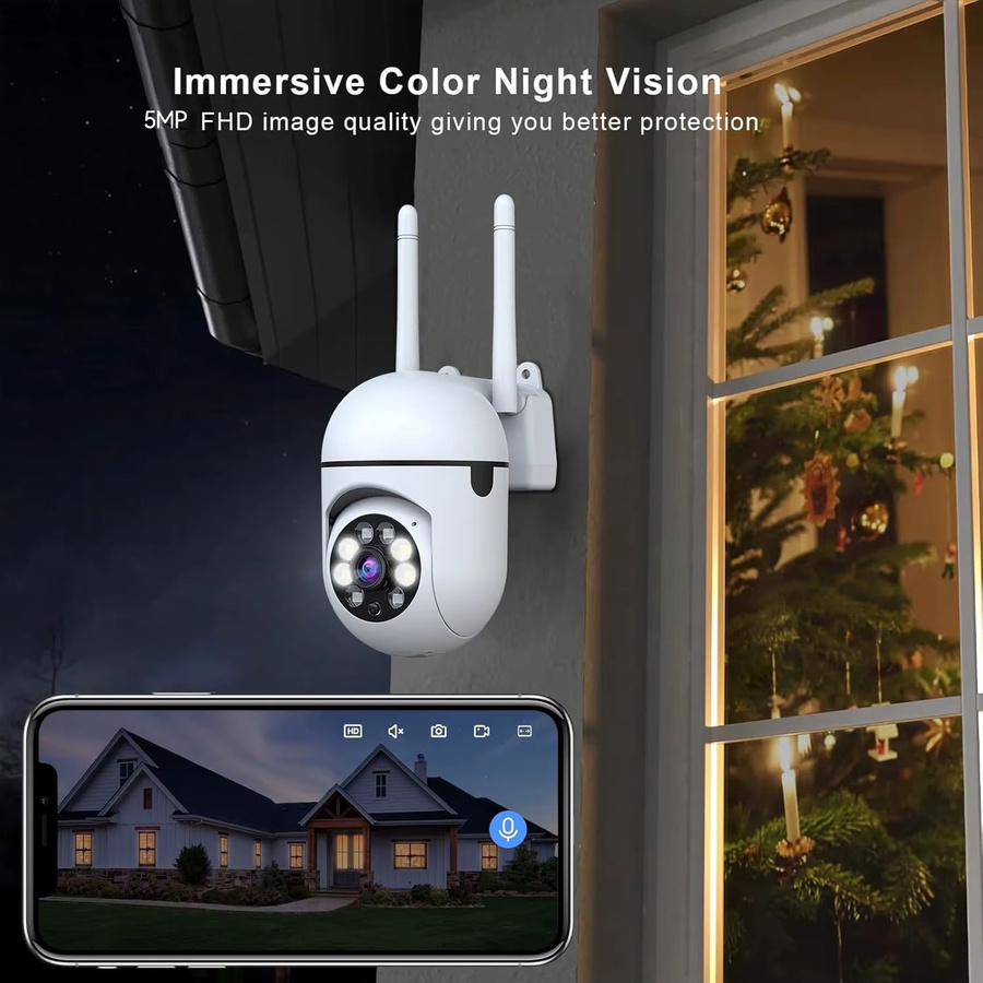 PEGATAH O-Kam Pro WLAN IP Sicherheitskamera mit 5MP Auflösung, PTZ, 5-fach Zoom, Tracking, Zwei-Wege-Audio und HD-Nachtsicht in Weiß - Bild 6