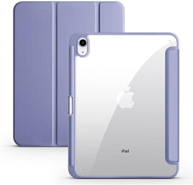 Apple iPad 11 Hülle mit Stifthalter und Tri-Folding Smart Cover, Klare Acryl Rückseite, Transparent/Lila - Bild 1