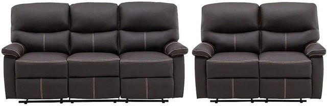Couchgarnitur Canby Vente-unique in Braun mit 3+2 Plätzen aus Kunstleder, B/T/H: 183 x 133 x 95 cm - Bild 1