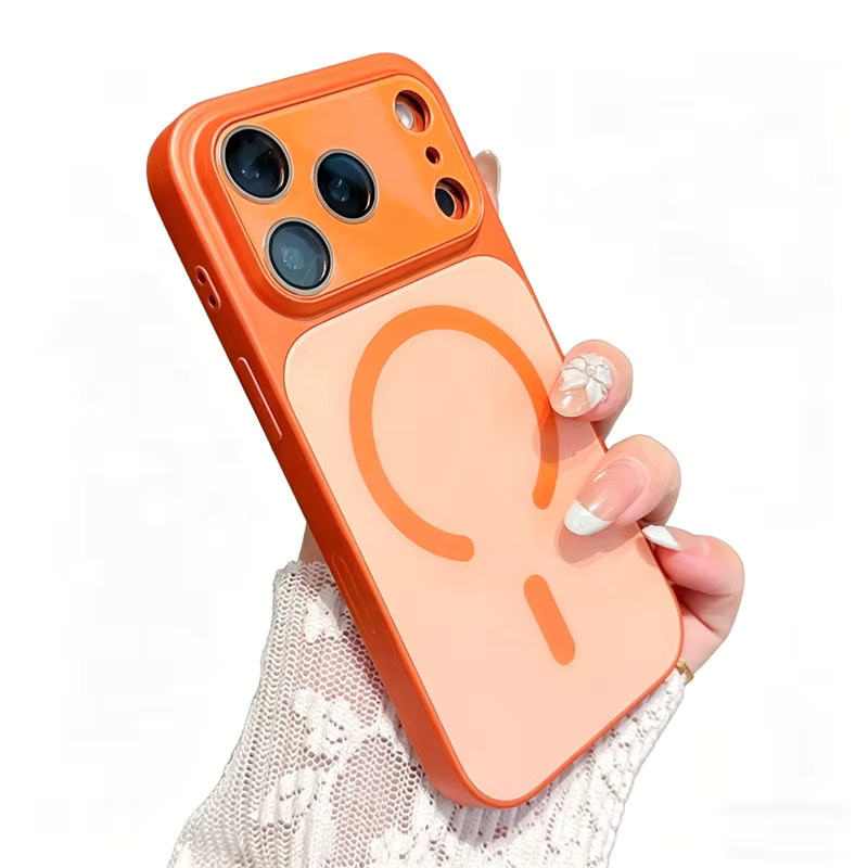 SUNWARD MagSafe Magnetgehäuse für iPhone 13 14 15 16 Pro Max mit Kameralinsenschutz und stoßfester Abdeckung in Pink und Orange - Bild 2