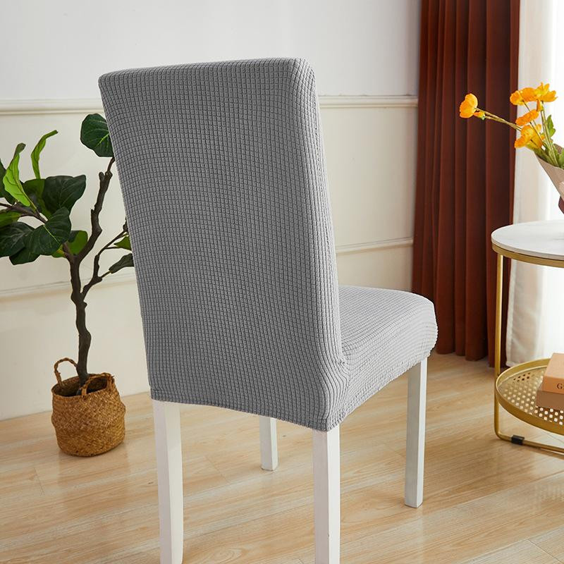 Yiran Furniture Karierter Fleece Stuhlbezug aus Polyester, elastisch und schmutzabweisend, Blau oder Grau, für Esszimmerstühle, Breite: 55-65 cm - Bild 2