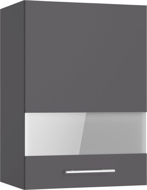 Optifit Küchen-Oberschrank Ingvar420 mit Glassegment in Anthrazit Matt, Breite: 50 cm, Höhe: 70,4 cm, Tiefe: 34,9 cm - Bild 1