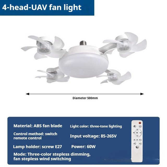 Decor Dream Deckenventilator mit LED-Beleuchtung und Fernbedienung, dimmbar, Weiß, 60W - Bild 1
