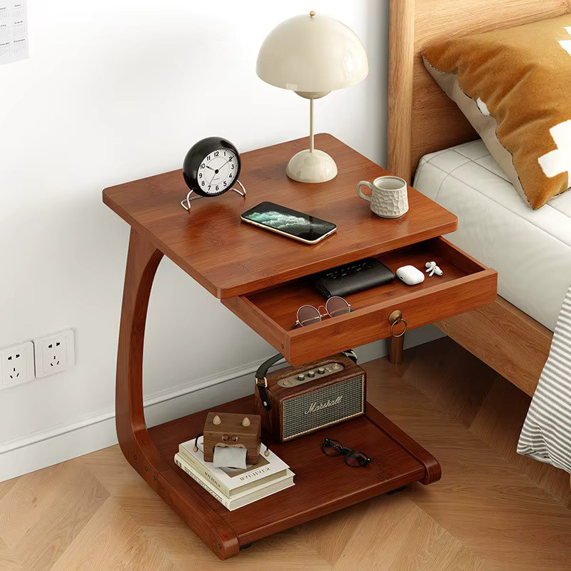 Moderner Trolley-Kaffeetisch von LIUSHADUOLA in Braun, abnehmbarer Beistelltisch und multifunktionaler Wohnzimmertisch aus Holz - Bild 2