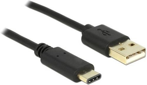 Delock USB 2.0 Kabel mit USB-A und USB-C Stecker, Schwarz, 2,00 m - Bild 1