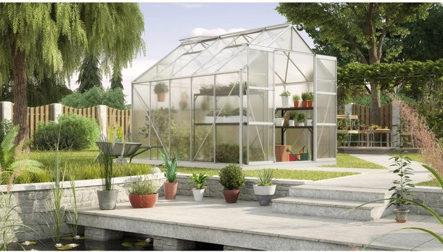 Vitavia Gewächshaus Uranus 8300 aus eloxiertem Aluminium mit Polycarbonat-Verglasung und Fundament, 8,3 m² - Bild 1