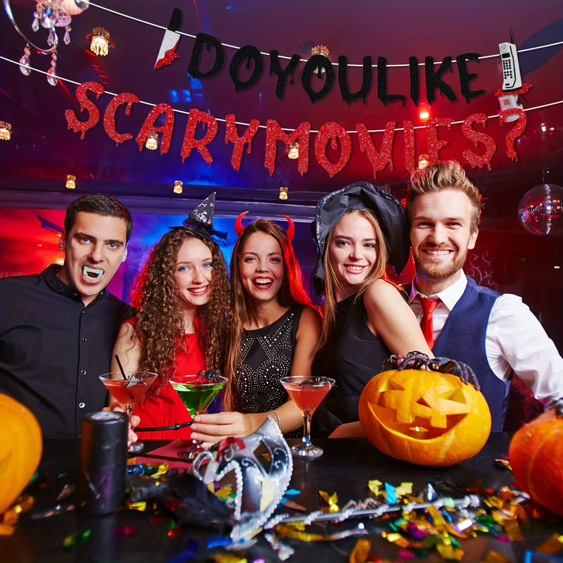 Mehrfarbige Halloween Horrorfilm Banner Dekoration für deine Film Nacht Party - Bild 3
