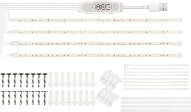 TOMTOP JMS LED Pflanzenwachstumslampe für Hydrokultur und Sukkulenten, Set aus 4 Lichtstreifen in Rot und Blau, Länge: 50 cm - Bild 1