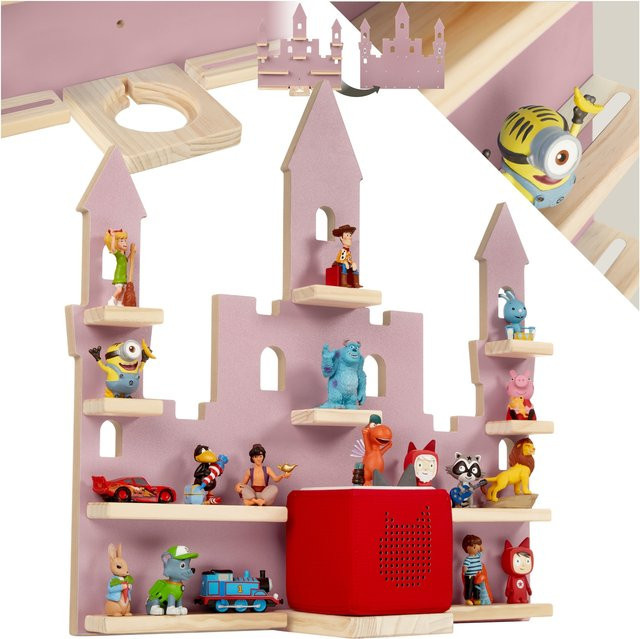 tectake Wandregal Mylittlestory Princess Castle in Pink für bis zu 22 Tonies mit Magnetstreifen und unsichtbarer Aufhängung, B/T/H: 59 x 15,5 x 58 cm - Bild 1
