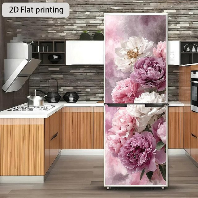 Sticker House Kühlschrankaufkleber mit Blumen- und Pflanzenmotiven, selbstklebende Vinyl-Folie für die Küchen-Dekoration, Mehrfarbig, Breite: 60 cm, Höhe: 150 cm - Bild 1