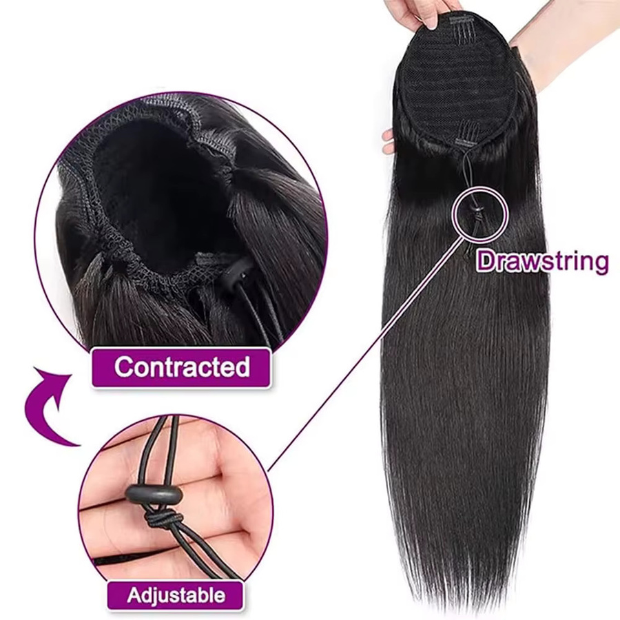 donxue Remy-Kordelzug-Pferdeschwanz, 100 % brasilianisches Echthaar, Damen - Bild 4