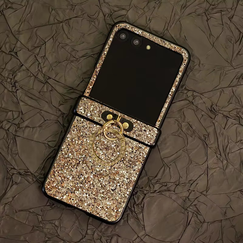 Funkelnde Motorola Handyhülle mit künstlichen Diamanten und Ring-Schnalle in Gold für Razr 50 60 70 Ultra - Bild 2