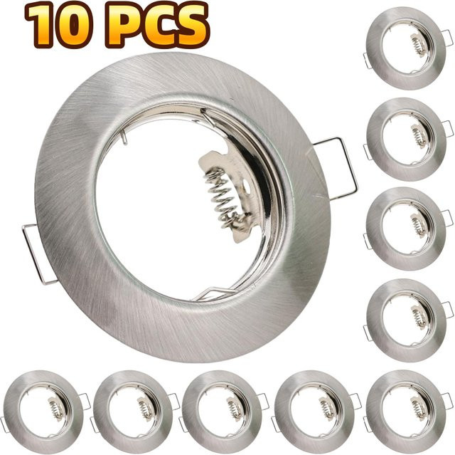 JOYINLED LED-Einbaustrahler Set in Silber, 10-teiliges Set mit austauschbaren GU10/MR16-Fassungen und Glühbirnen, runde Downlights aus Metall für Wohnzimmer und Schlafzimmer - Bild 1