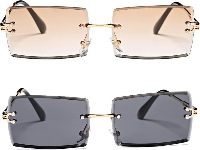 ZUIDID Brille, randlos, quadratisch, Metall, braun, Unisex - Bild 1