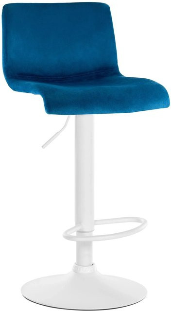 DELUKE Barhocker PESAN in Blau mit Samtbezug, höhenverstellbarer Barstuhl mit Lehne und 360 Grad Drehsitz, B/T/H: 39 x 36 x 83 cm - Bild 1