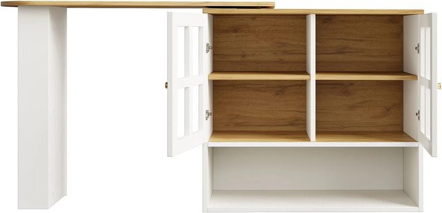 okwish Sideboard mit Drehfunktion für Esszimmer und Küche, modern, Weiß, B: 138-204 cm, T: 35 cm, H: 102,5 cm - Bild 1