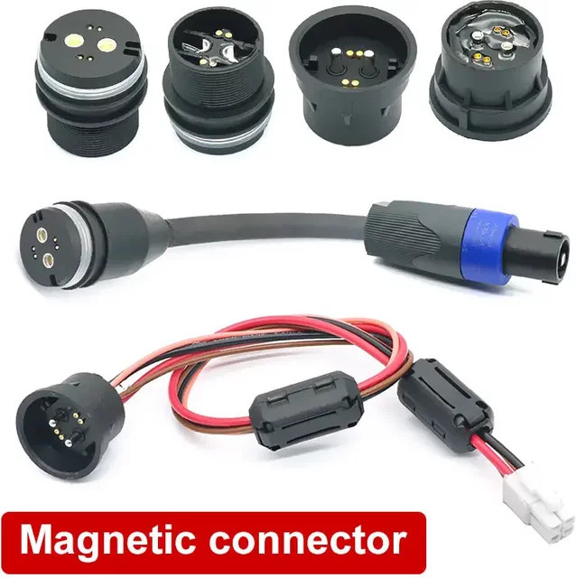 DIVEDEER Magnetstecker 4Pin mit Draht und Lötzinn, 18A 24V, wasserdichter Ladestecker in Schwarz - Bild 1