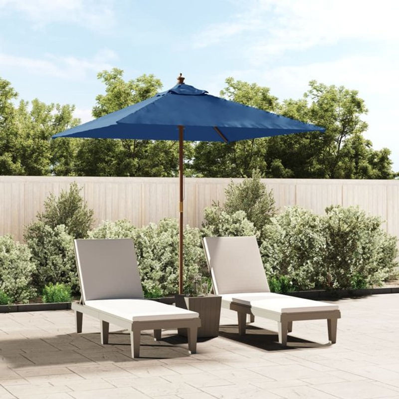 Vidaxl Garten Sonnenschirm mit Holzständer, Azurblau, H x B x T: 231 x 198 x 198 cm - Bild 1