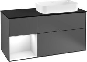 V&B Waschtischunterschrank Finion mit Wandbeleuchtung, Anthrazit lackiert, B: 120 cm, T: 50,1 cm, H: 50,1 cm - Bild 1