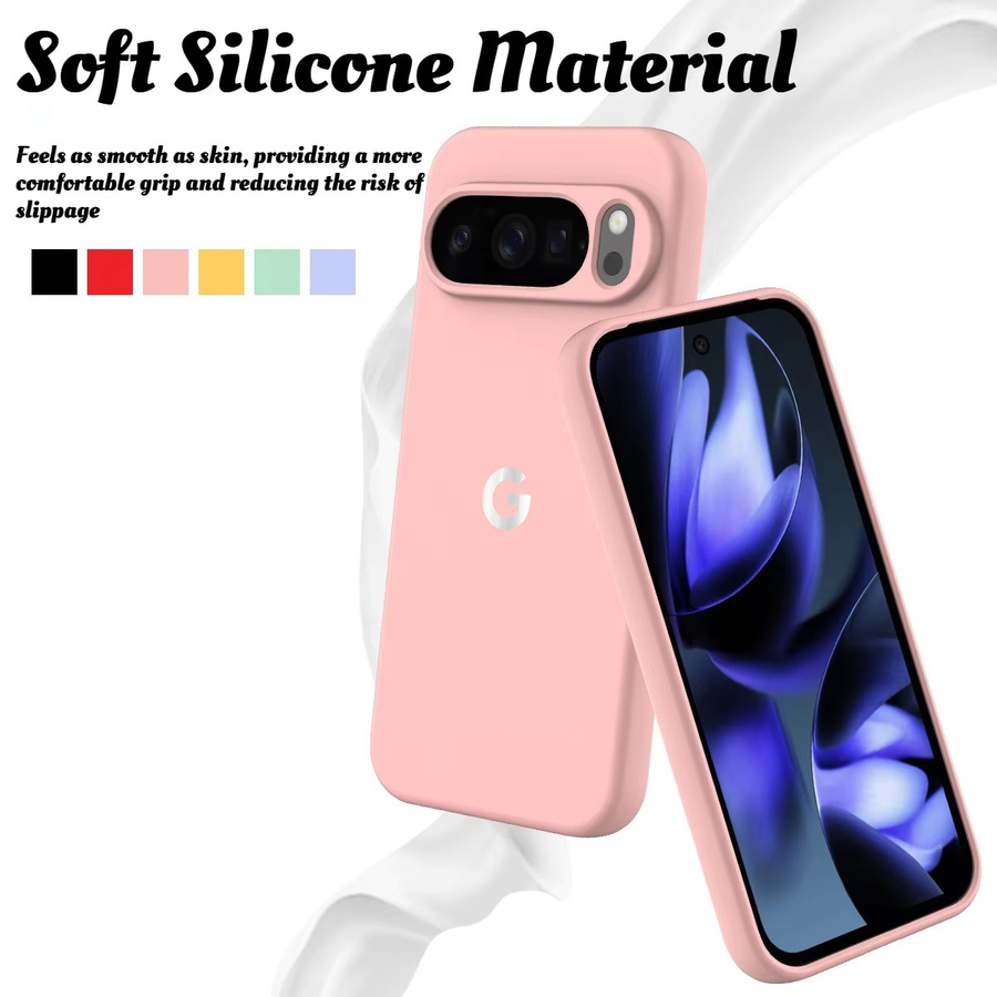 Original Luxus Macaron Silikonhülle für Google Pixel 11 10 9A Pro XL 8 7 6 A Pro Skin Fleece Cover in Grau und Pink - Bild 2