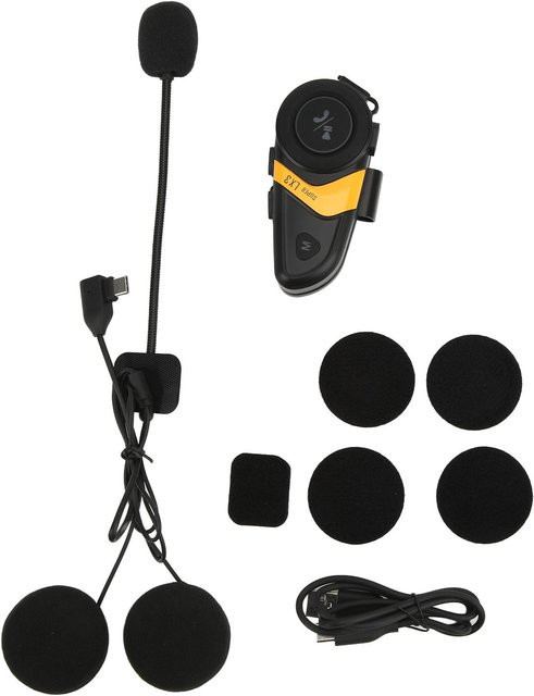 Fishine Motorrad Helm Headset mit Bluetooth 5.0 in Schwarz, wasserdicht und mit klarer Sprachübertragung für drahtlose Anrufe - Bild 1