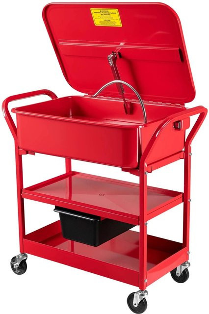 Wiltec Teilewaschgerät 757L aus Stahl mit Pumpe und Ablage in Rot - Bild 1