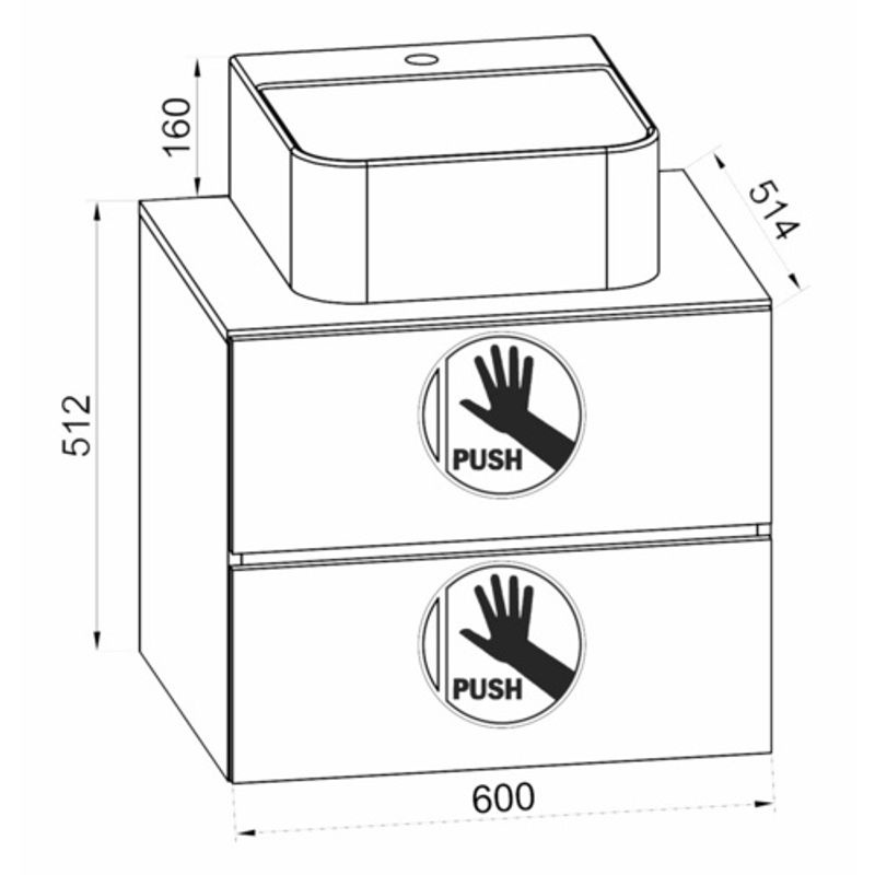 VCM Waschplatz-Set Lendas, 2-teilig mit Unterschrank und Waschbecken, anthrazit-grau, Breite: 60 cm - Bild 3