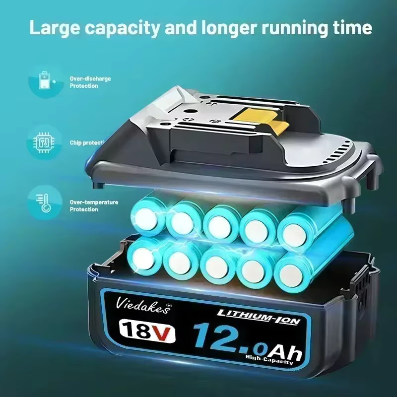 Makita 18V BL1860 Lithium-Ionen Akku 12Ah in Schwarz für Makita 18V Geräte - Bild 5