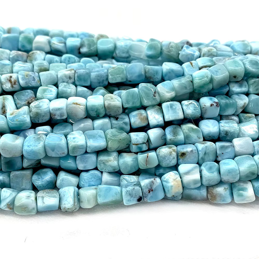 Veemake Perle, Blue Larimar, Unregelmäßige Kieselwürfelperlen - Bild 2