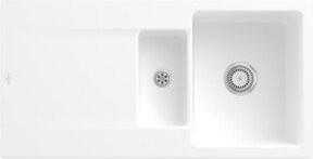 Villeroy & Boch Spüle Siluet 60 R aus Keramik in Weiß mit Ablaufgarnitur und rundem Handwaschbecken - Bild 1