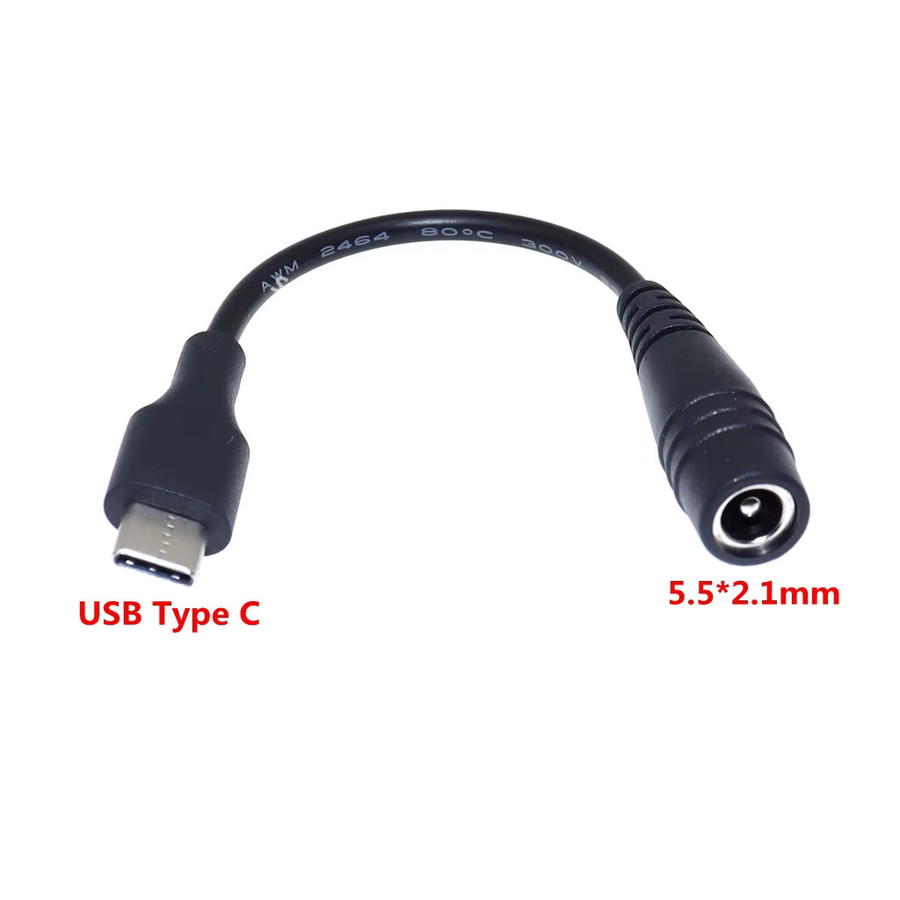KYMISON DC auf USB-C Adapter, DC 5,5 x 2,1 mm Buchse auf Typ-C USB 3.1 Stecker, Schwarz, 15 cm - Bild 2