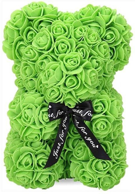 LESDAFFY Home Life Blumenbär aus künstlichem Schaumstoff mit Rosen, Grün, Höhe: 25 cm - Bild 1