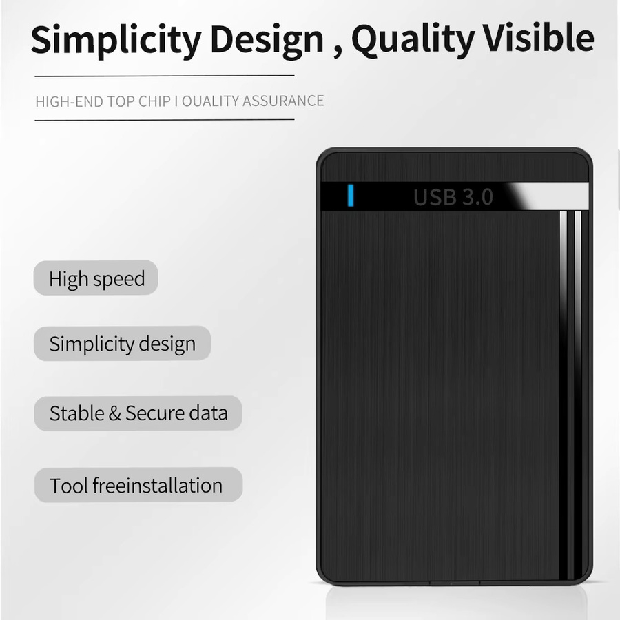 TISHRIC Externes 2,5 Zoll SSD Festplattengehäuse mit SATA zu USB-C Anschluss, Schwarz - Bild 3