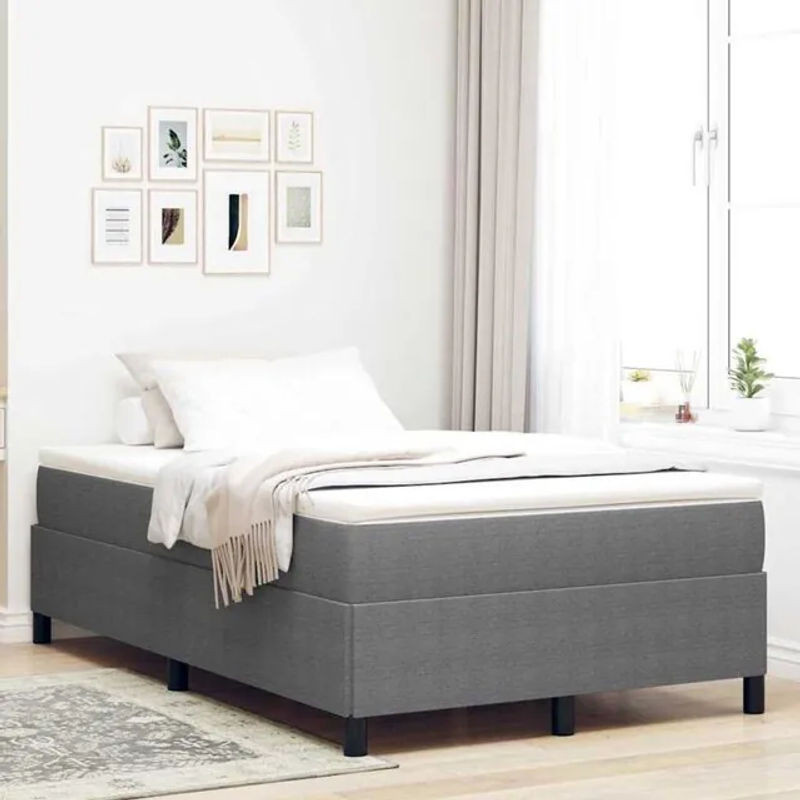 Vidaxl Massivholzbett aus Kiefer mit Cordstoff in Grau, B/T/H: 120 x 190 x 35 cm - Bild 1