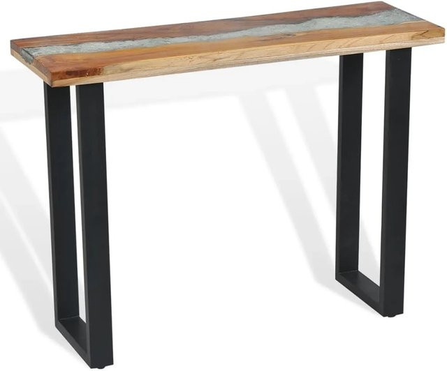 vidaXL Konsolentisch aus Teakholz in Braun mit industriellem Design, B/T/H: 100 x 35 x 75 cm - Bild 1