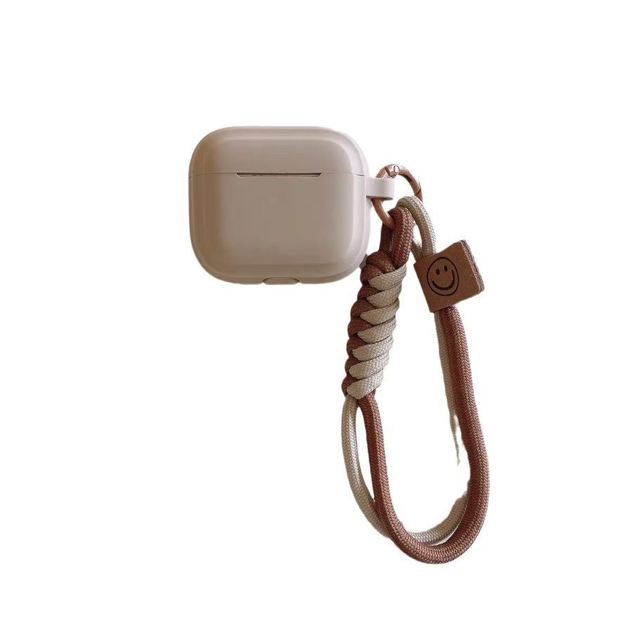 Karamellfarbene Silikon-Schutzhülle mit Armband für Apple AirPods 2, 3 und Pro 2 in Braun und Beige - Bild 2