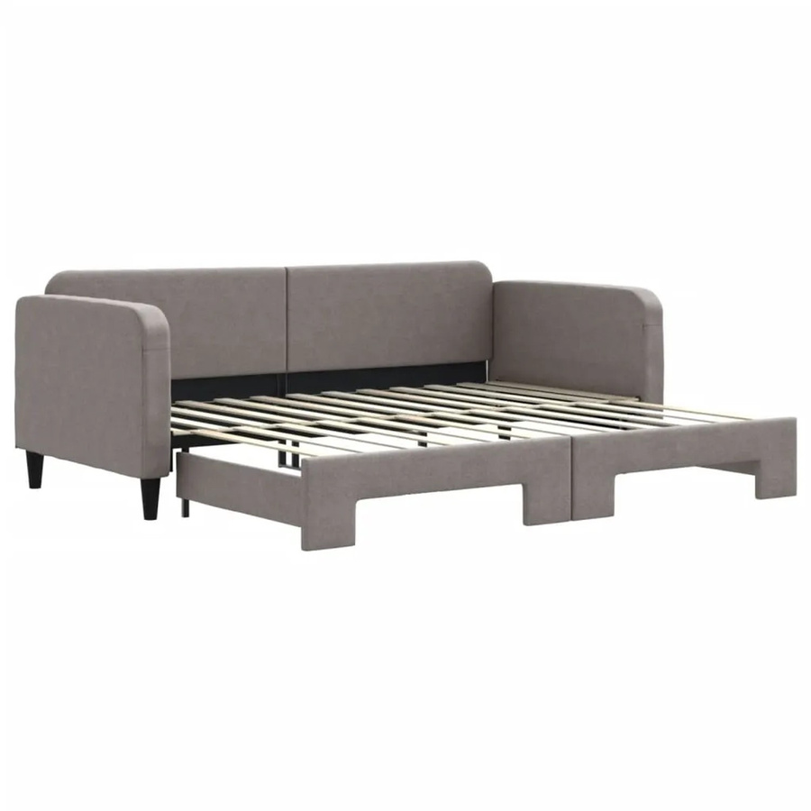 vidaXL Tagesbett ausziehbar in Taupe, modern gepolstert für Schlafzimmer und Wohnzimmer, B/T/H: 90 x 200 cm - Bild 2