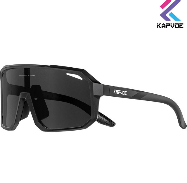 Kapvoe Sportsonnenbrille Herren, Vollrand, Black, Kunststoff, polarisiert - Bild 1
