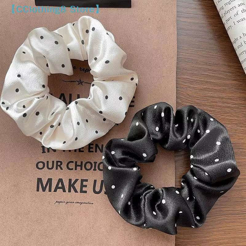 AliS8 Scrunchies, schwarz-weiß gepunktet, große Haarbänder für Damen - Bild 4