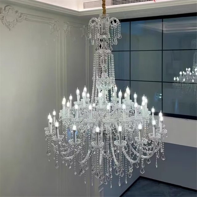 AL.HaffaR Kristall Kronleuchter im europäischen Stil, transparent, Kerzenleuchte für Wohnzimmer und Villa - Bild 1