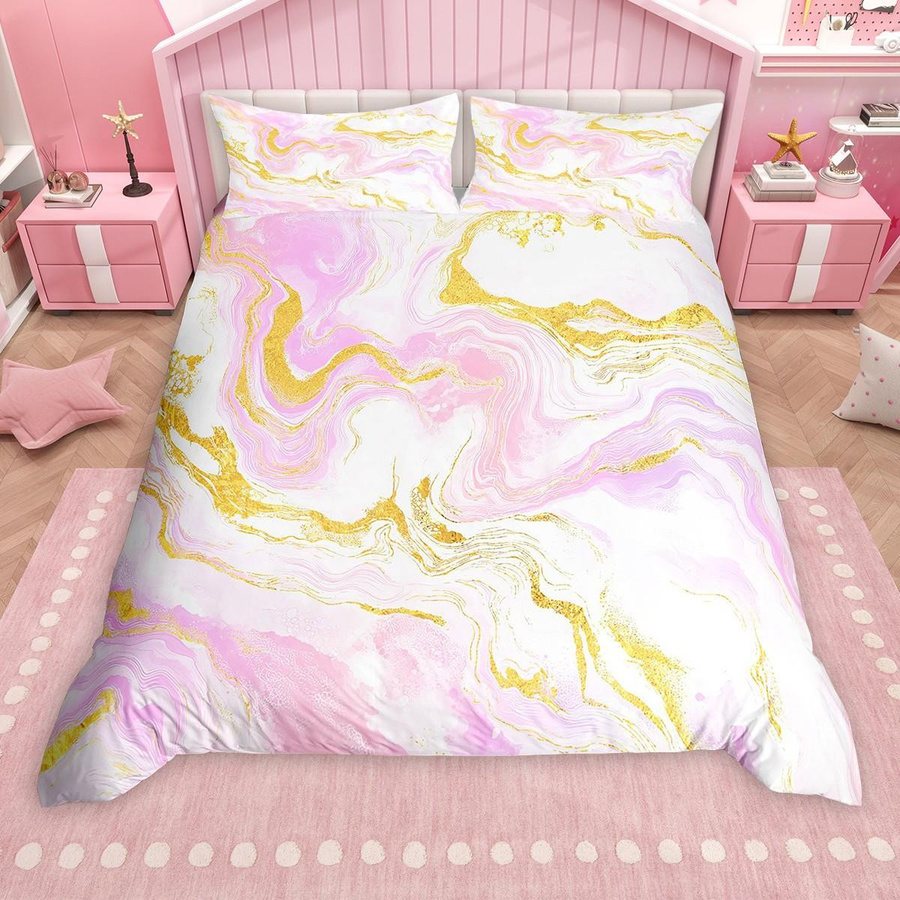 Homewish Bettwäsche-Set mit Marmor-Aquarell-Design, Multicolor, 3-teilig, B/H: 135 x 200 cm - Bild 1