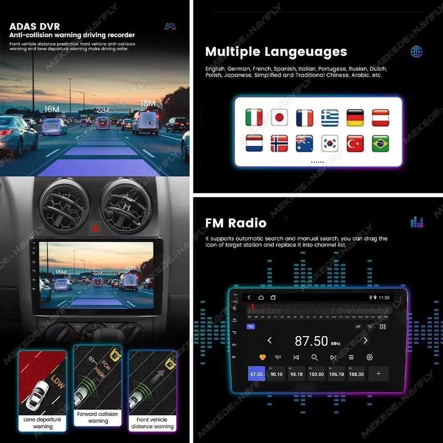 MEKEDE Android 14 Autoradio für Suzuki SX4 2 S-Cross 2012-2016, 2 Din Multimedia Player mit Carplay, GPS, WiFi und RDS in Schwarz - Bild 5