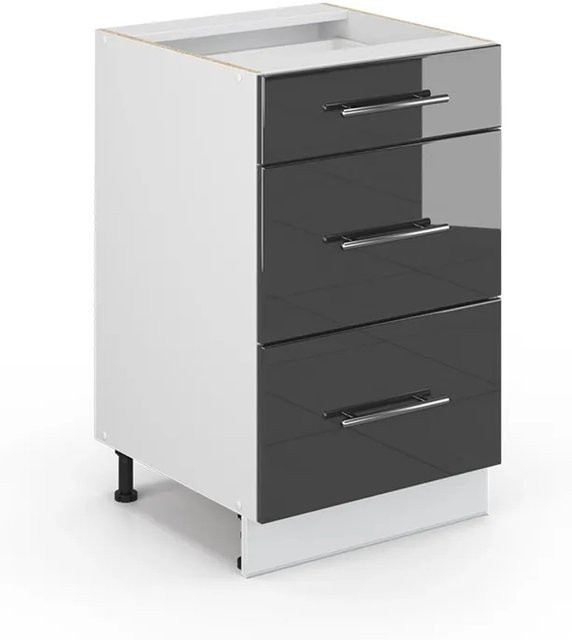 Vicco Badschrank Fame-Line Anthrazit Hochglanz und Weiß mit Soft-Close-Türen und internen Schubladen B: 50 cm, H: 82 cm - Bild 1