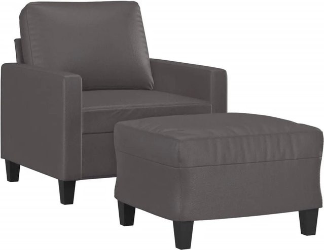 vidaXL Sessel mit Hocker in Grau aus Kunstleder im modernen Design - Bild 1