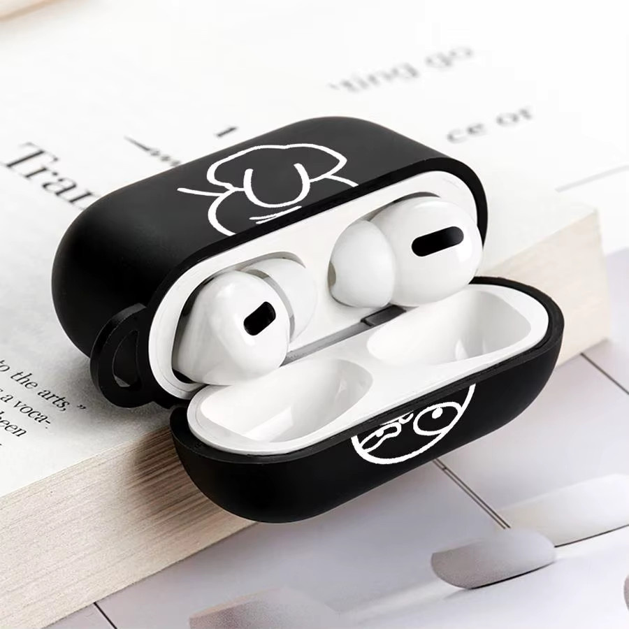 Schutzhülle für Apple AirPods Pro (1, 2, 3) und AirPods 4 mit lustigen Stickman-Figuren in Schwarz - Bild 6